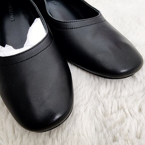 Everlane The Day Heel Black Leather Block Shoes Women's Size 6 Ballet Flats - Picture 11 of 11